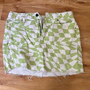 pacsun green and white jean skirt